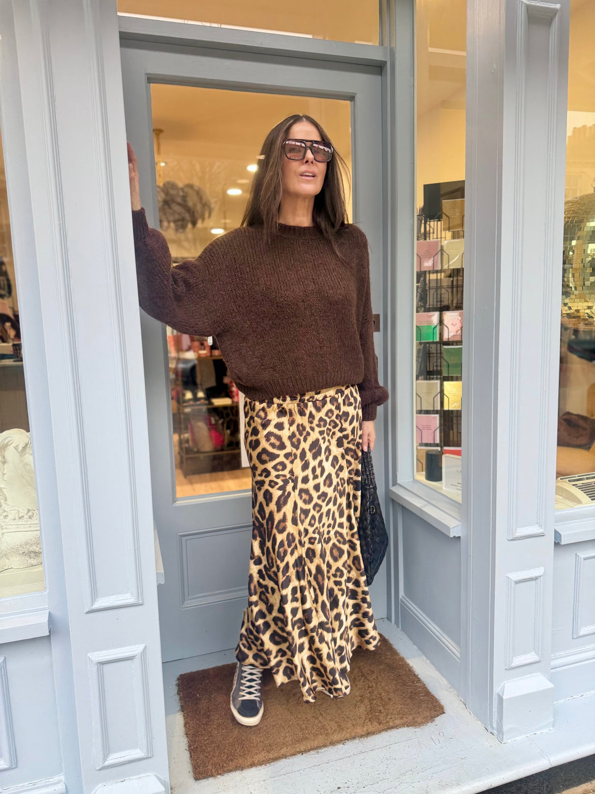 Layla Animal Print Midi Skirt - Amber