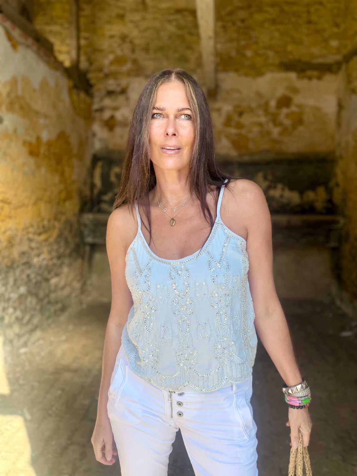 Christina Embellished Cami - Blue