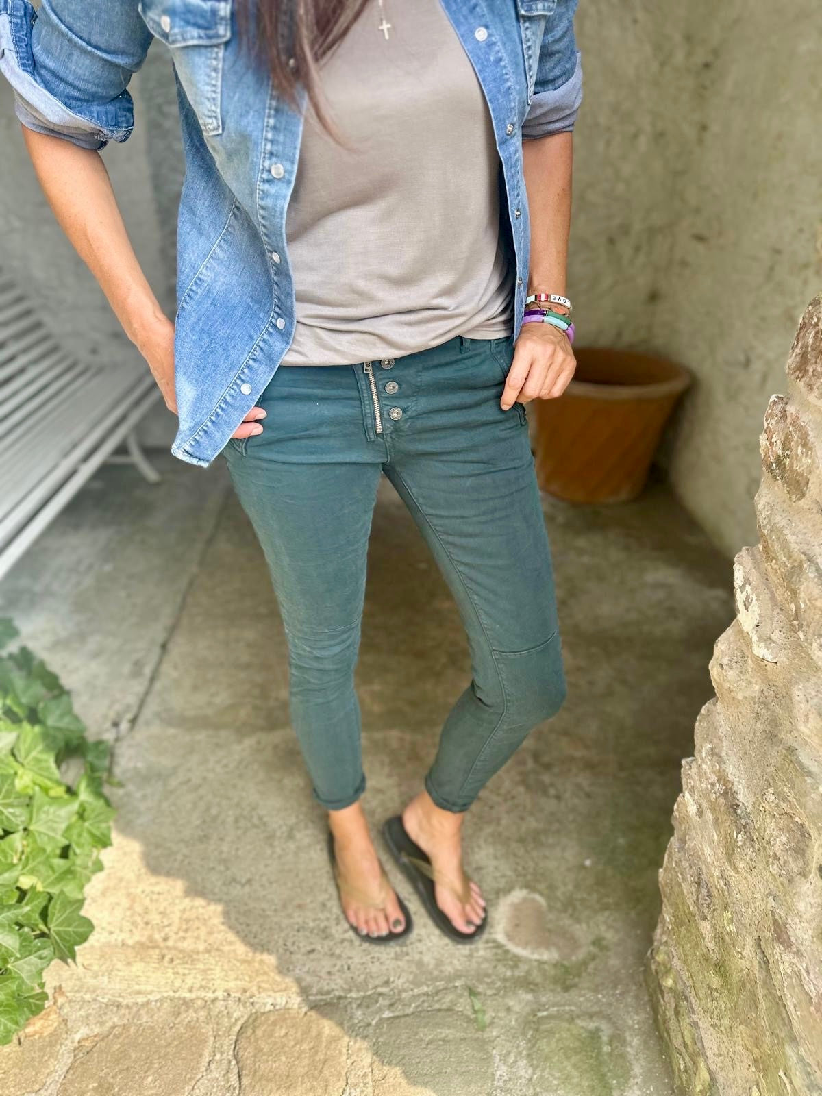 Jean Lux verde azulado