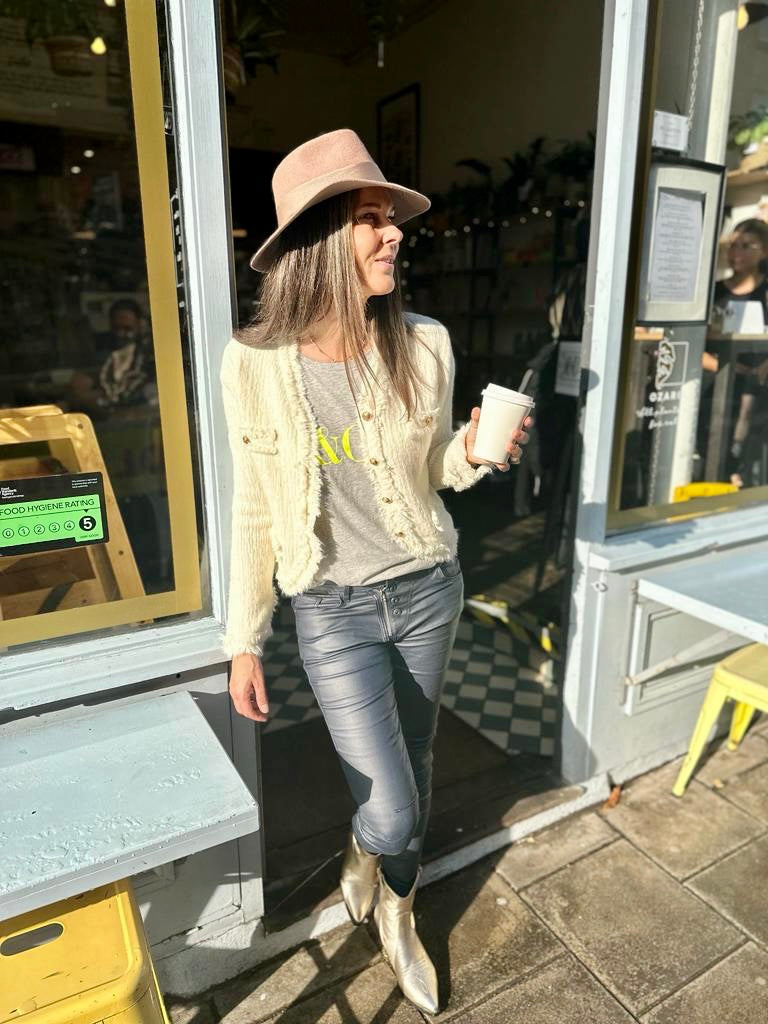 Jean Lux Leather Look Navy