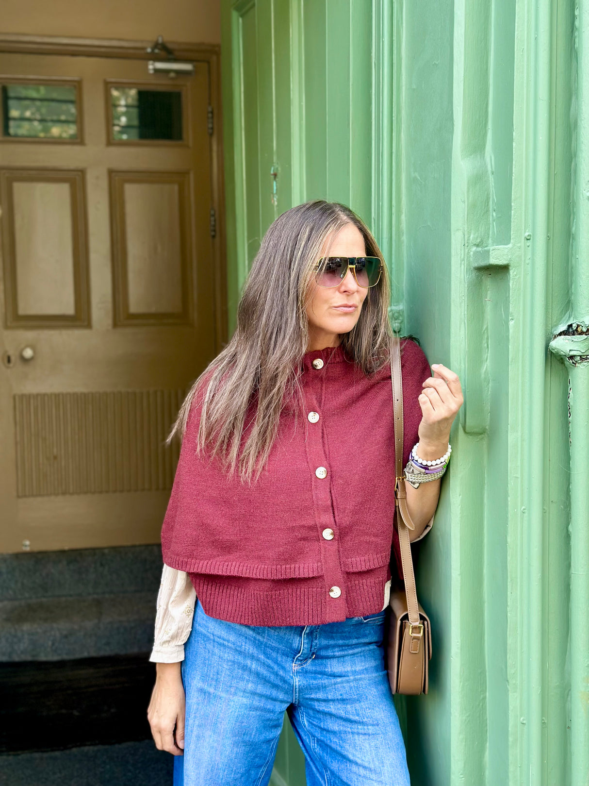 Joy Knitted Cape - Bordeaux