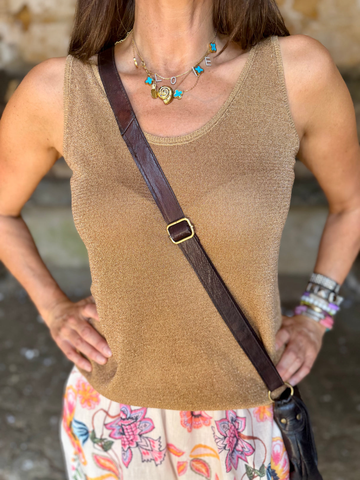 Bluebell Metallic Tank Top - Bronze