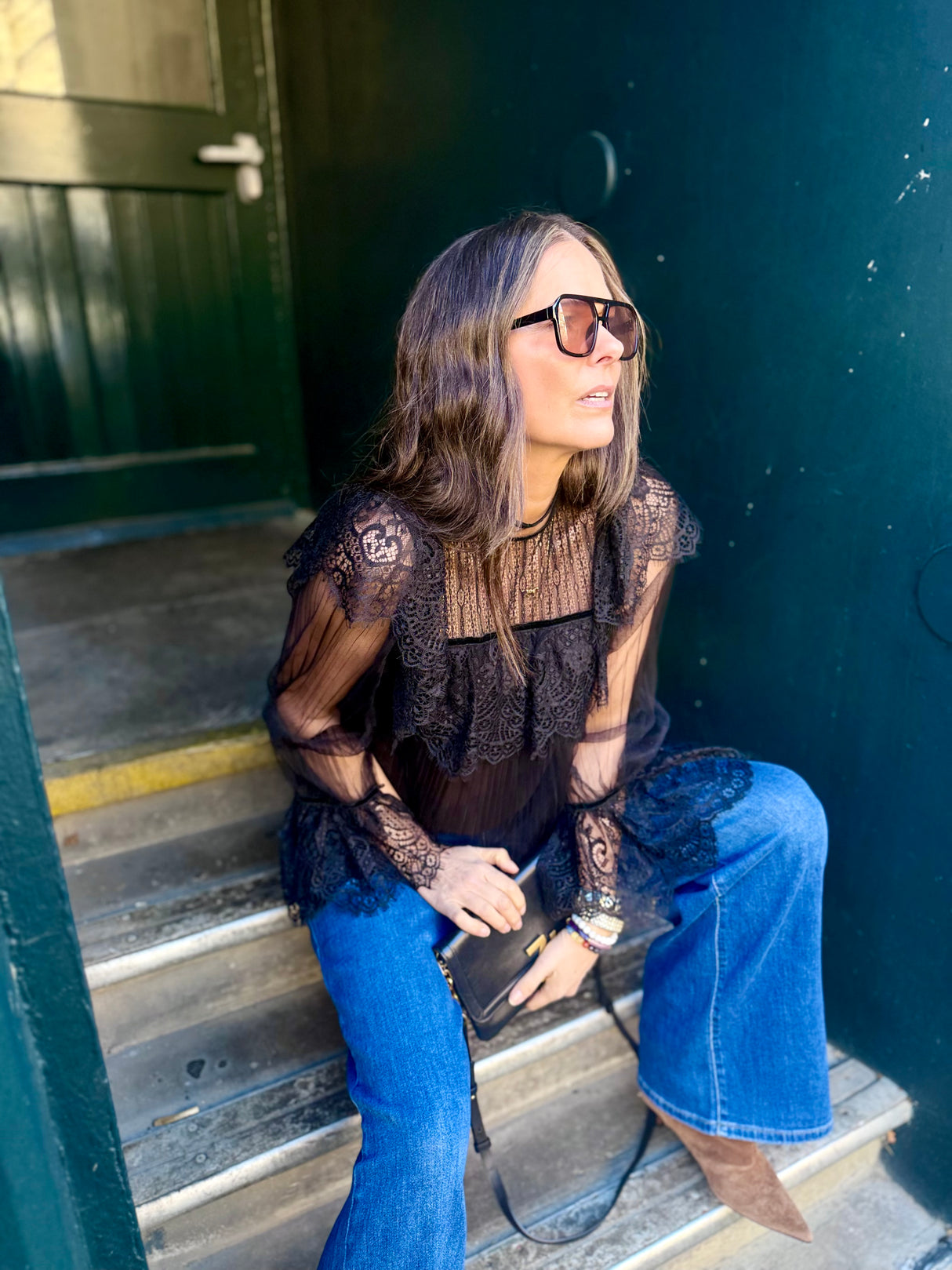 Saskia Lace Top - Black