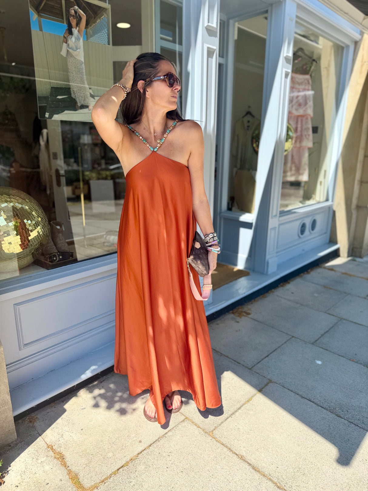 Lottie Beaded Maxi Dress - Rust