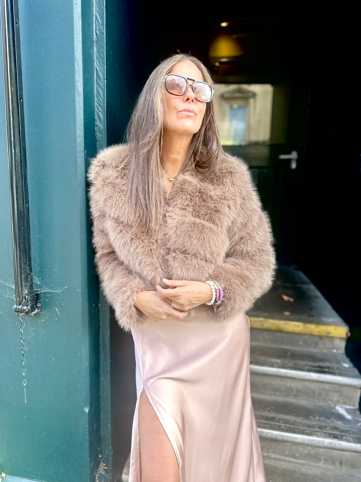 Anastasia Faux Fur Coat - Latte