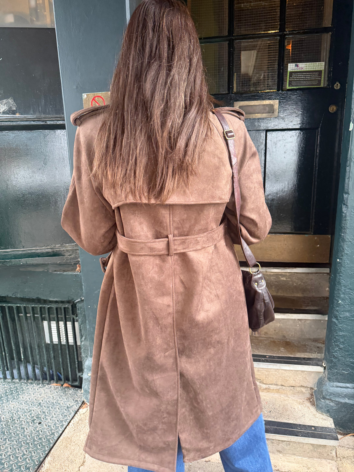 Tabitha Faux Suede Trench - Chocolate
