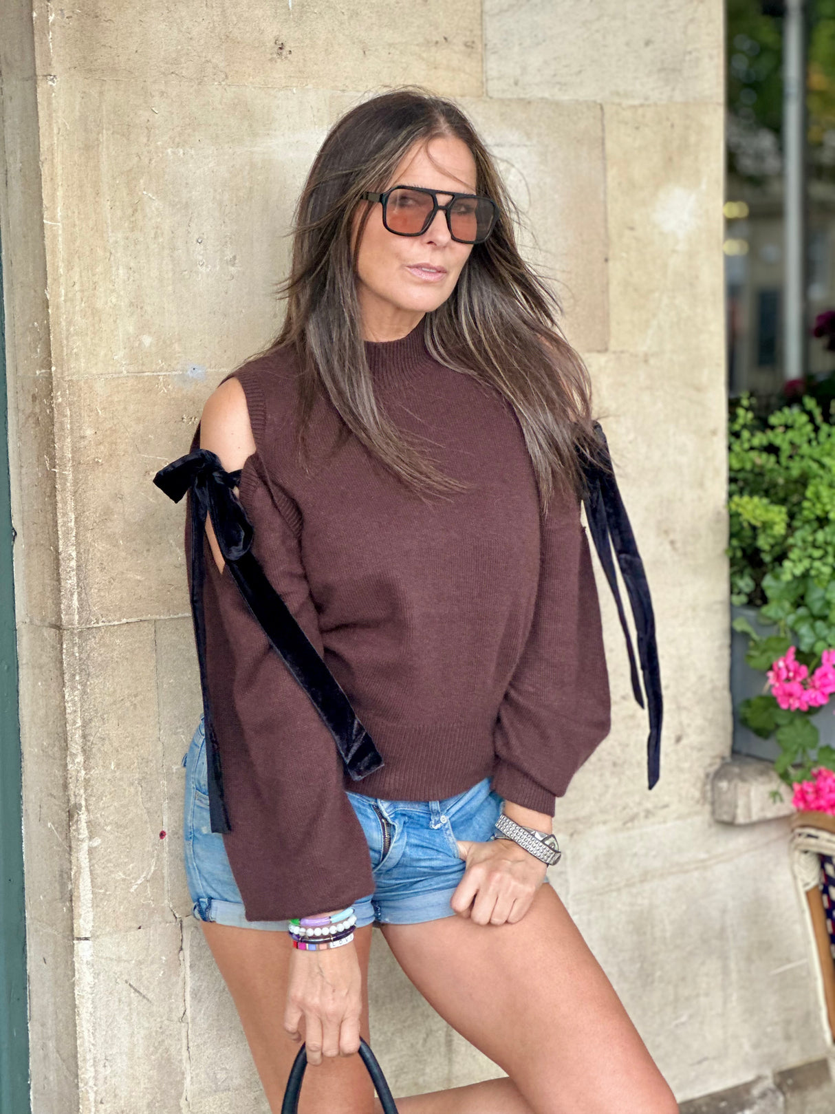 Keeley Cold Shoulder Knit - Brown