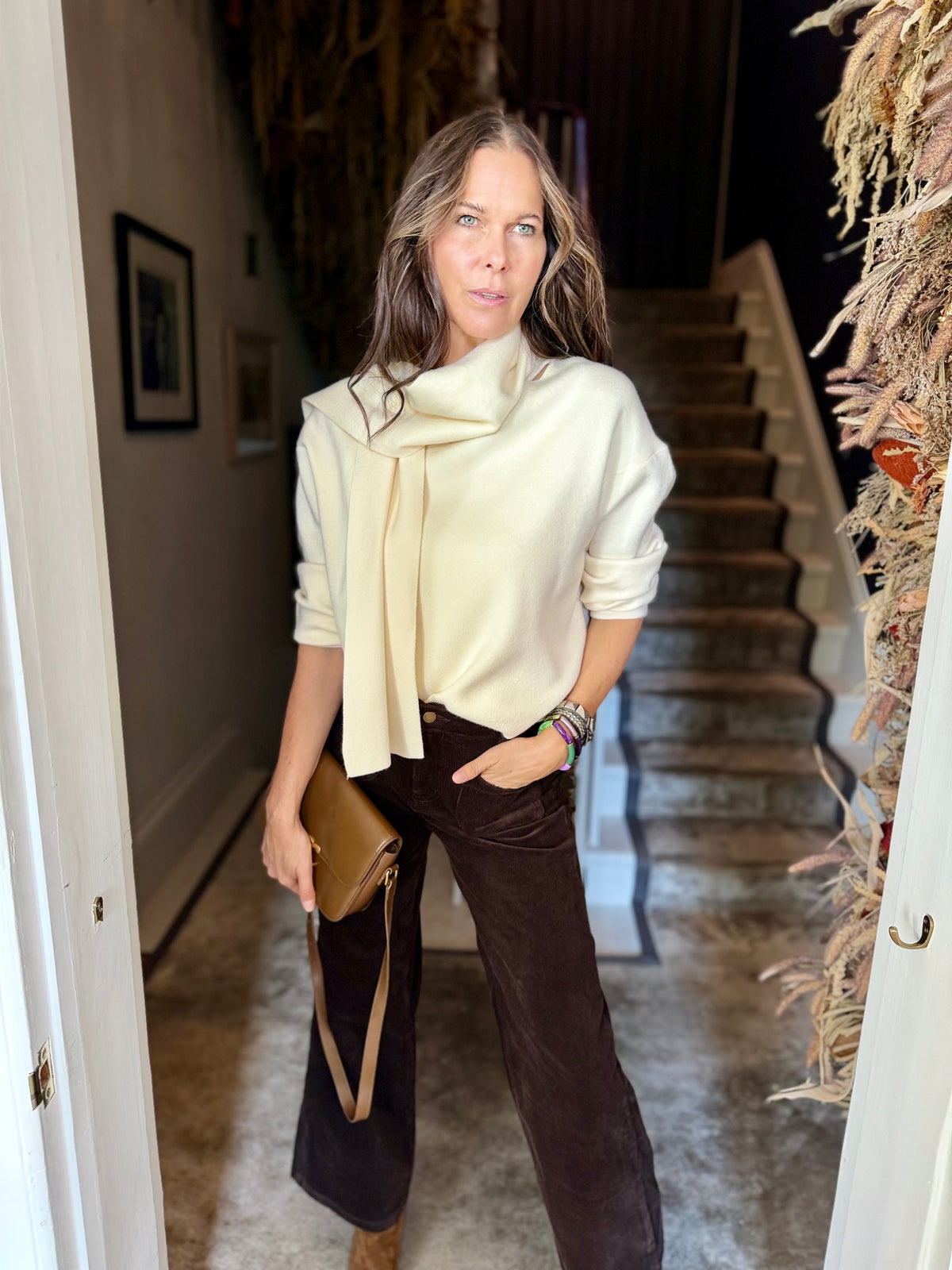 Willow Knit With Scarf - Cream