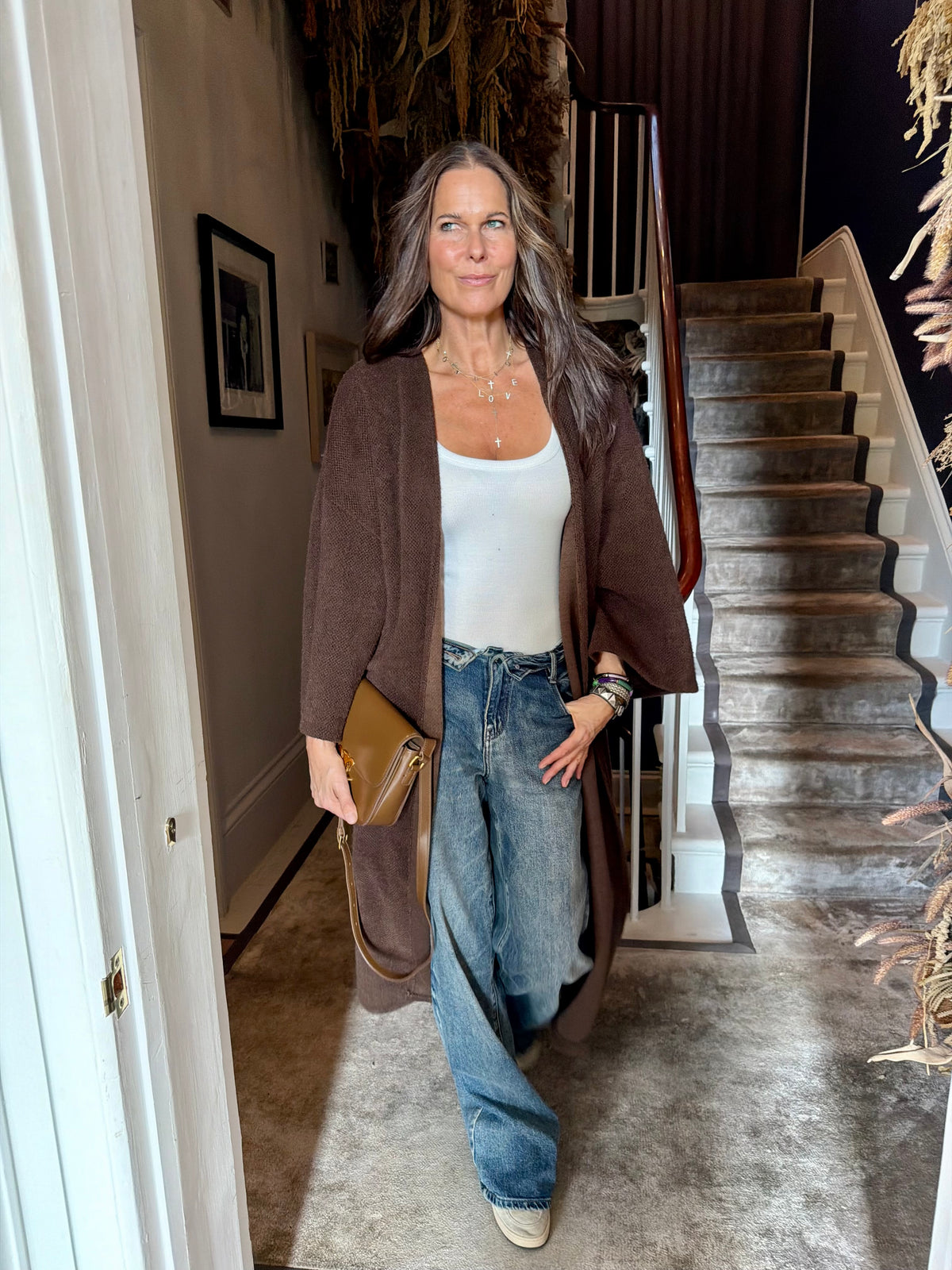 Saville Long Line Knit - Chocolate
