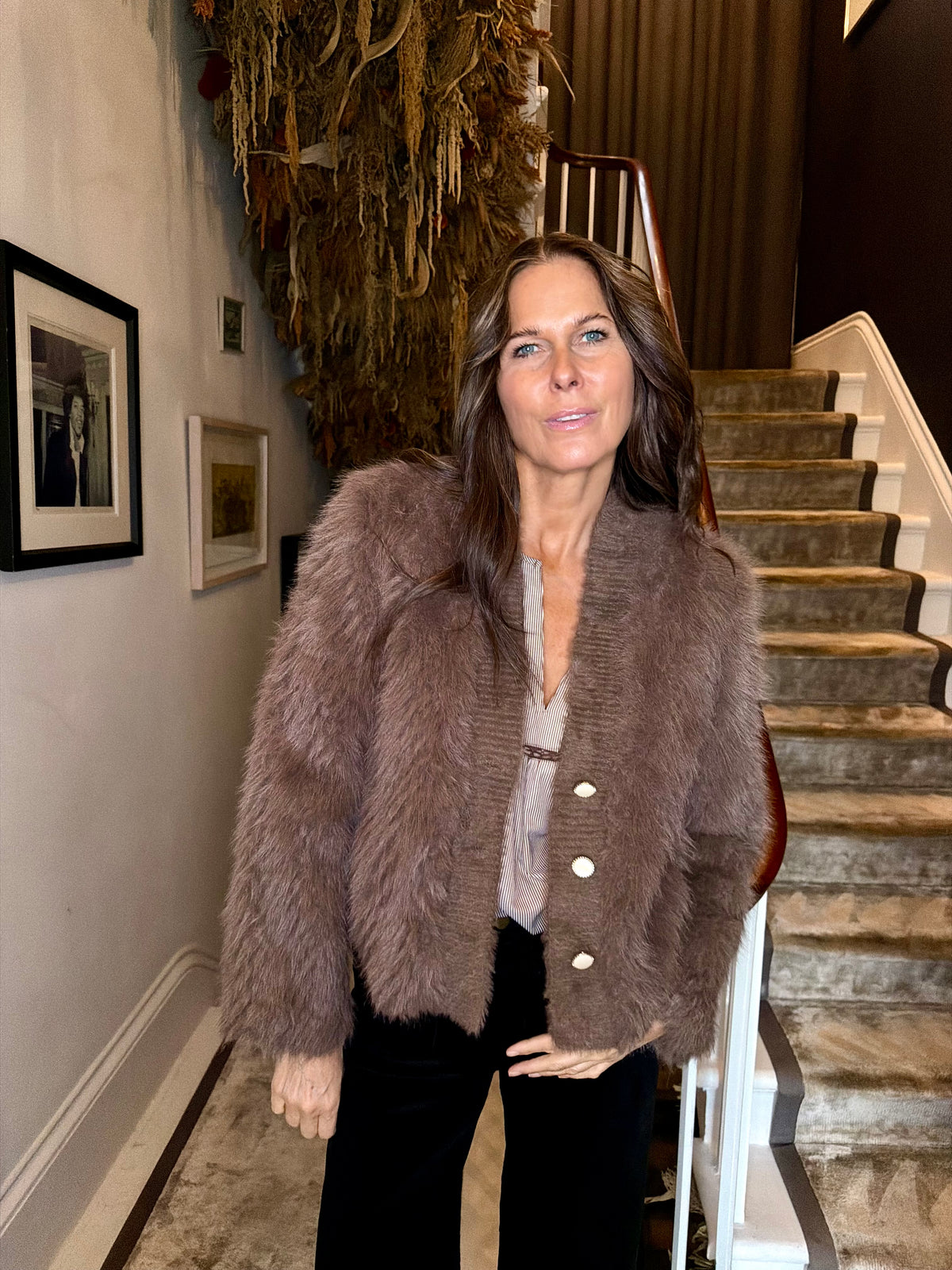 Kennedy Faux Fur Jacket - Chocolate