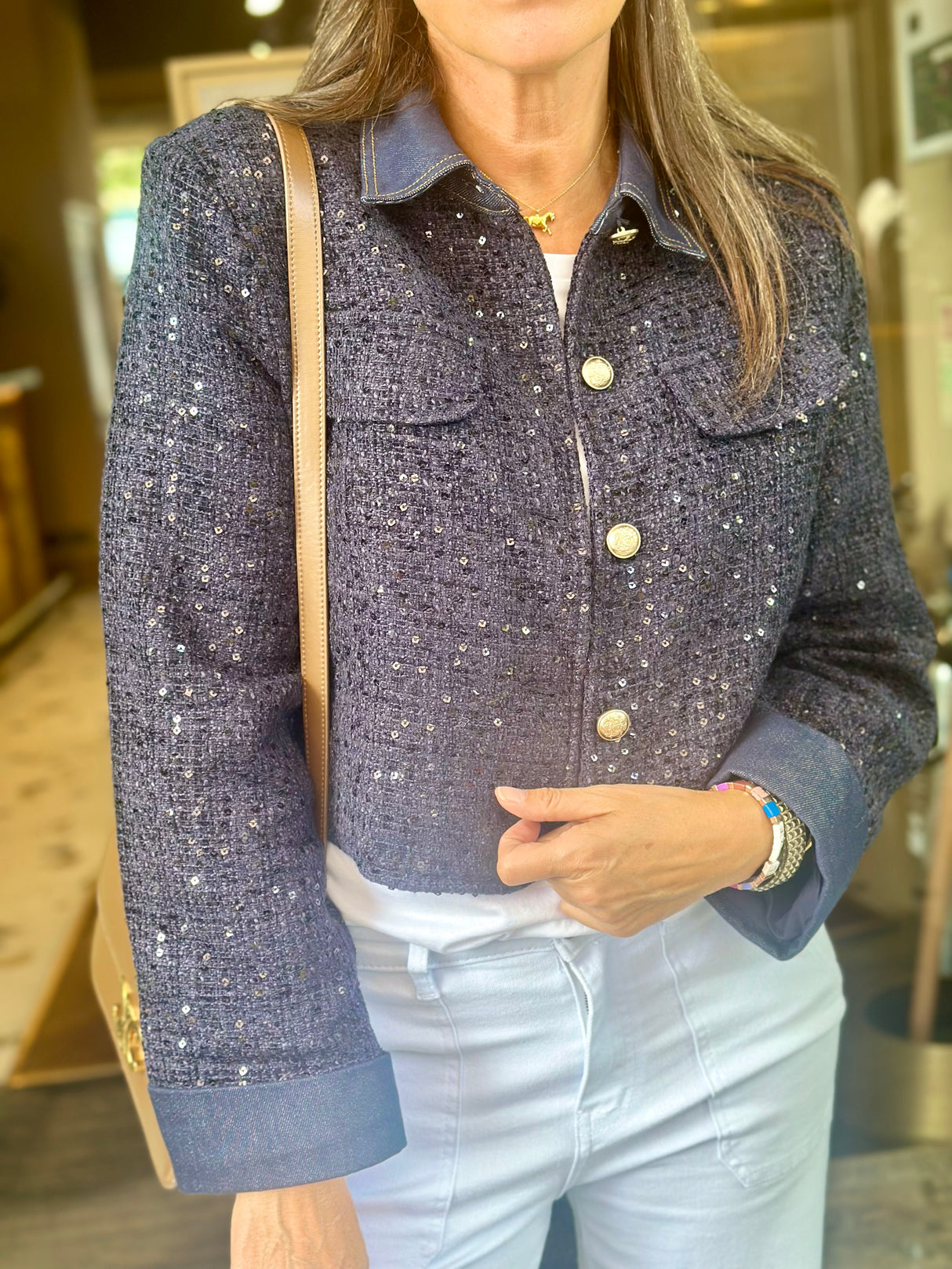 Verity Sequin Cropped Jacket