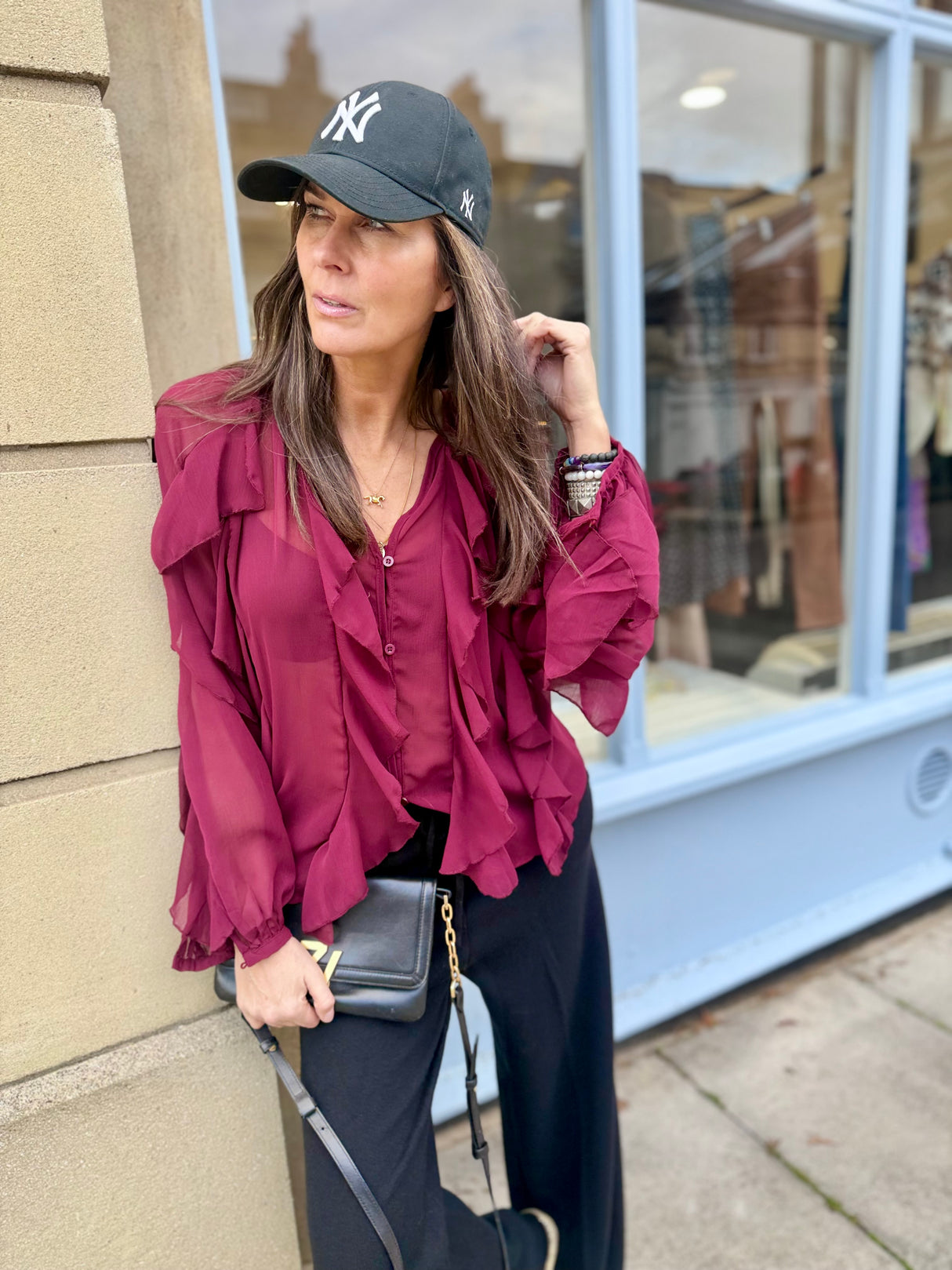 Ruby Ruffle Blouse - Cherry