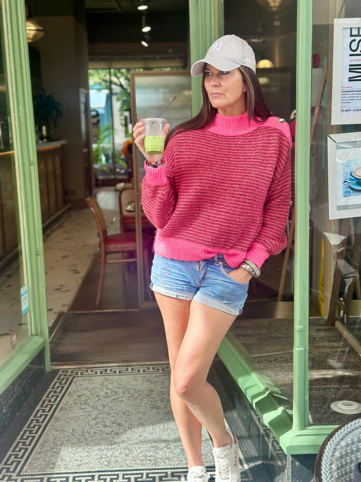 Alaia Knit with Buttons - Hot Pink