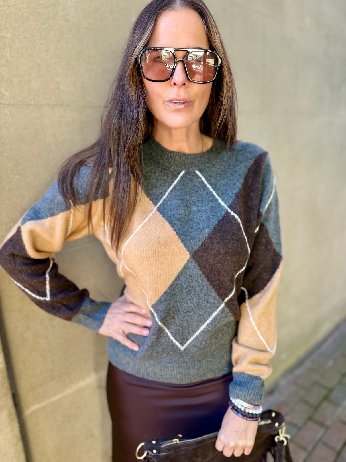Diamond Long Sleeve Knit