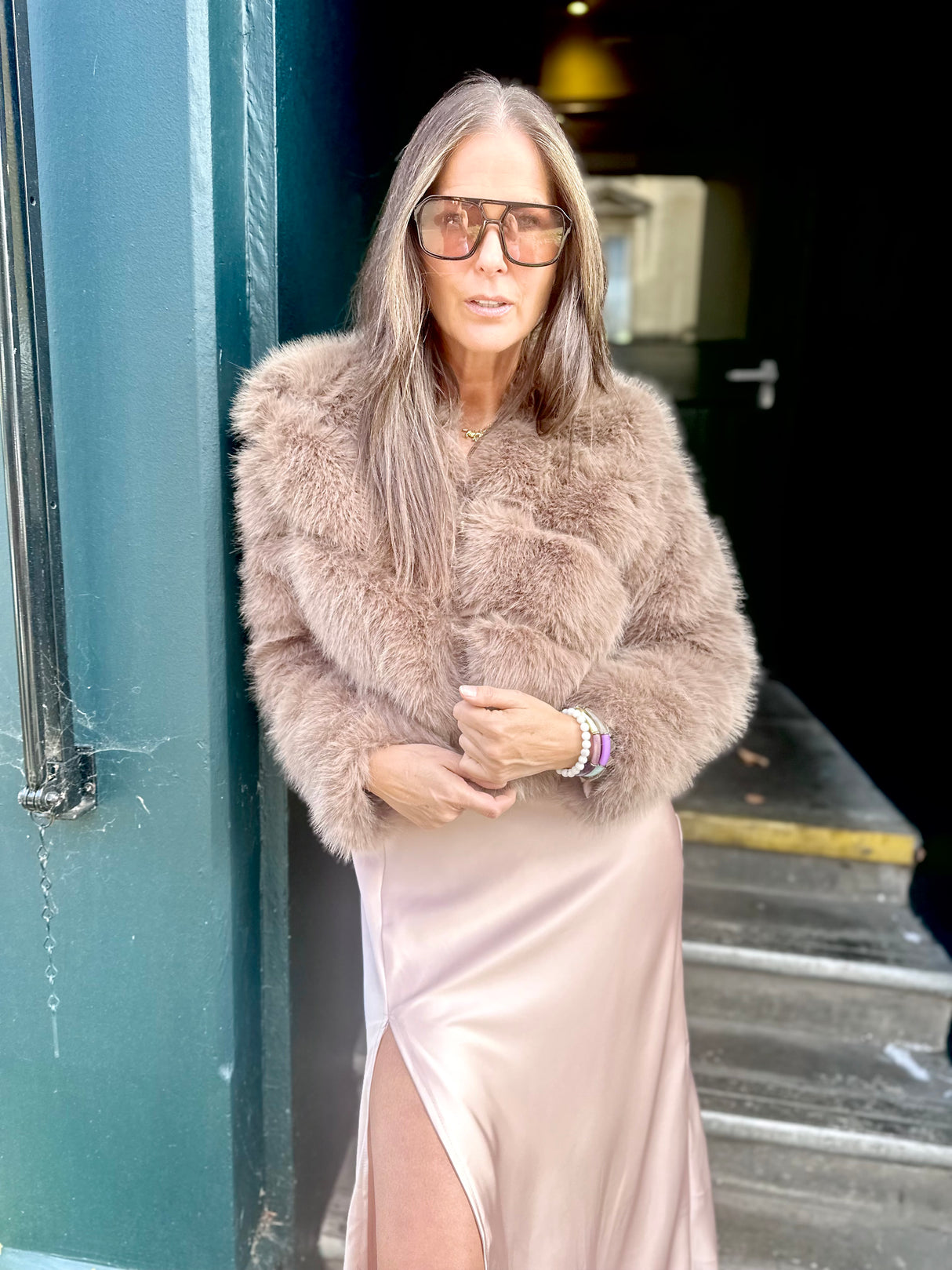 Anastasia Faux Fur Coat - Latte