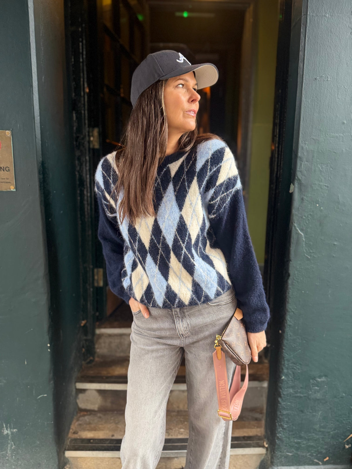 Argyle Crew Neck - Navy