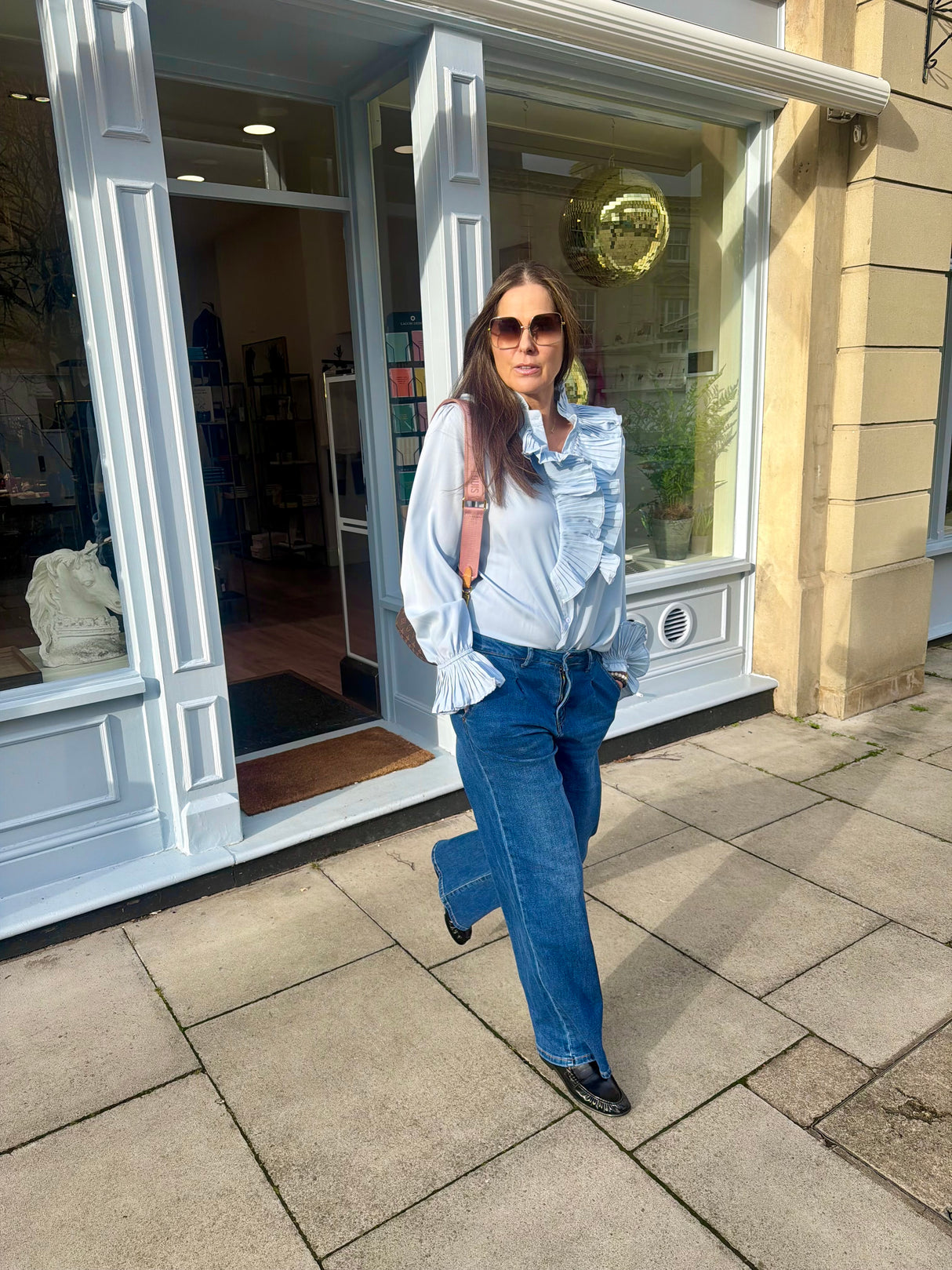 Sally Ruffle Blouse - Blue