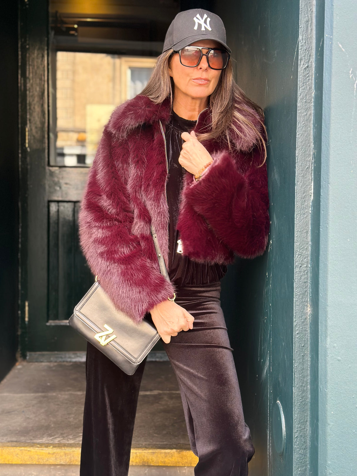 Caggie Faux Fur Jacket - Cherry