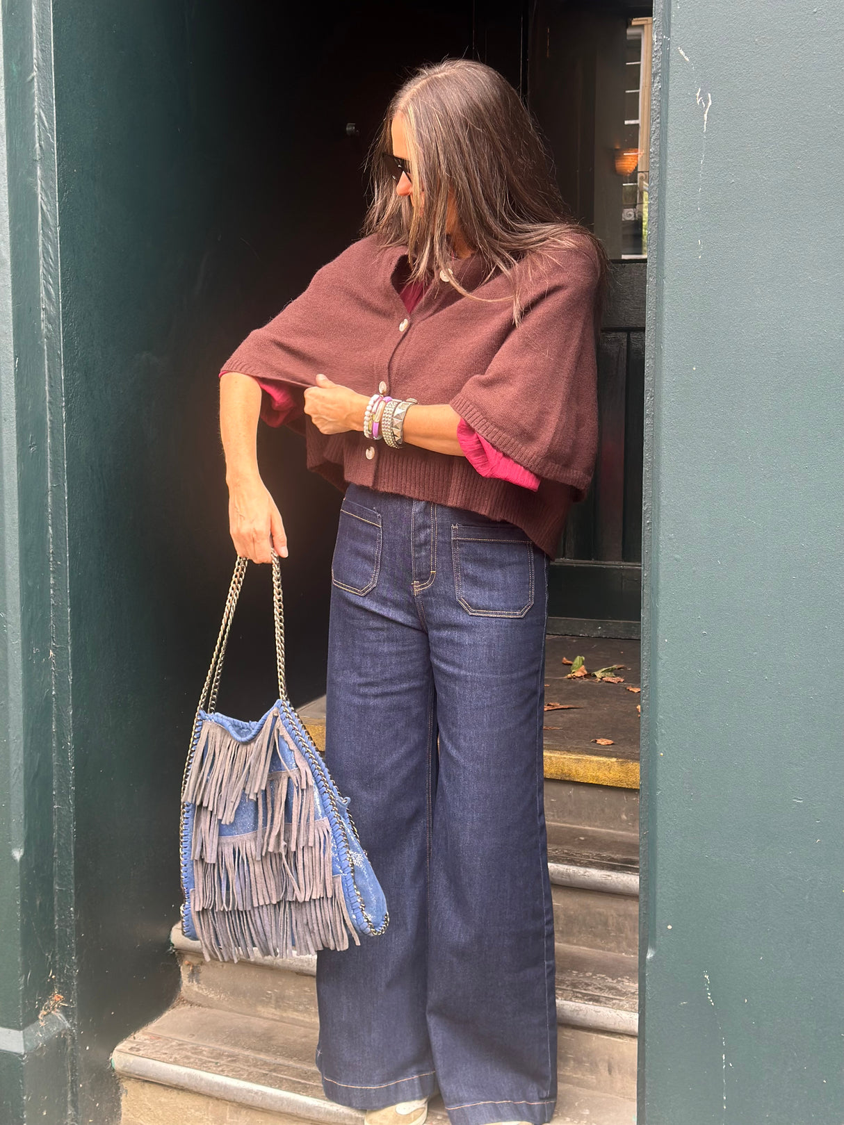 Joy Knitted Cape - Chocolate