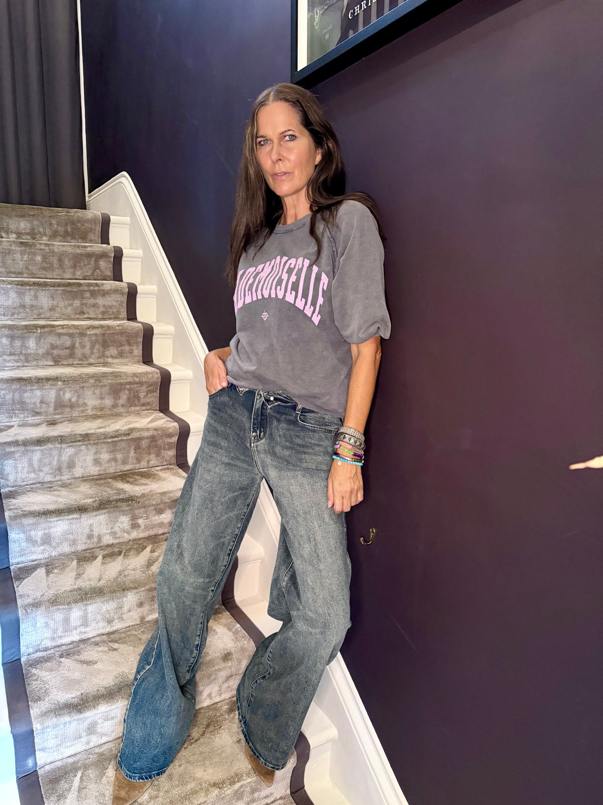 Mademoiselle Sweatshirt - Charcoal/Pink