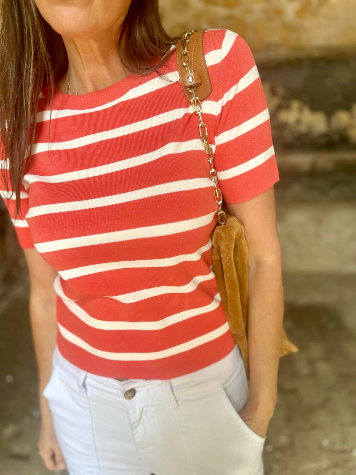 Cassia Knit - Red/White