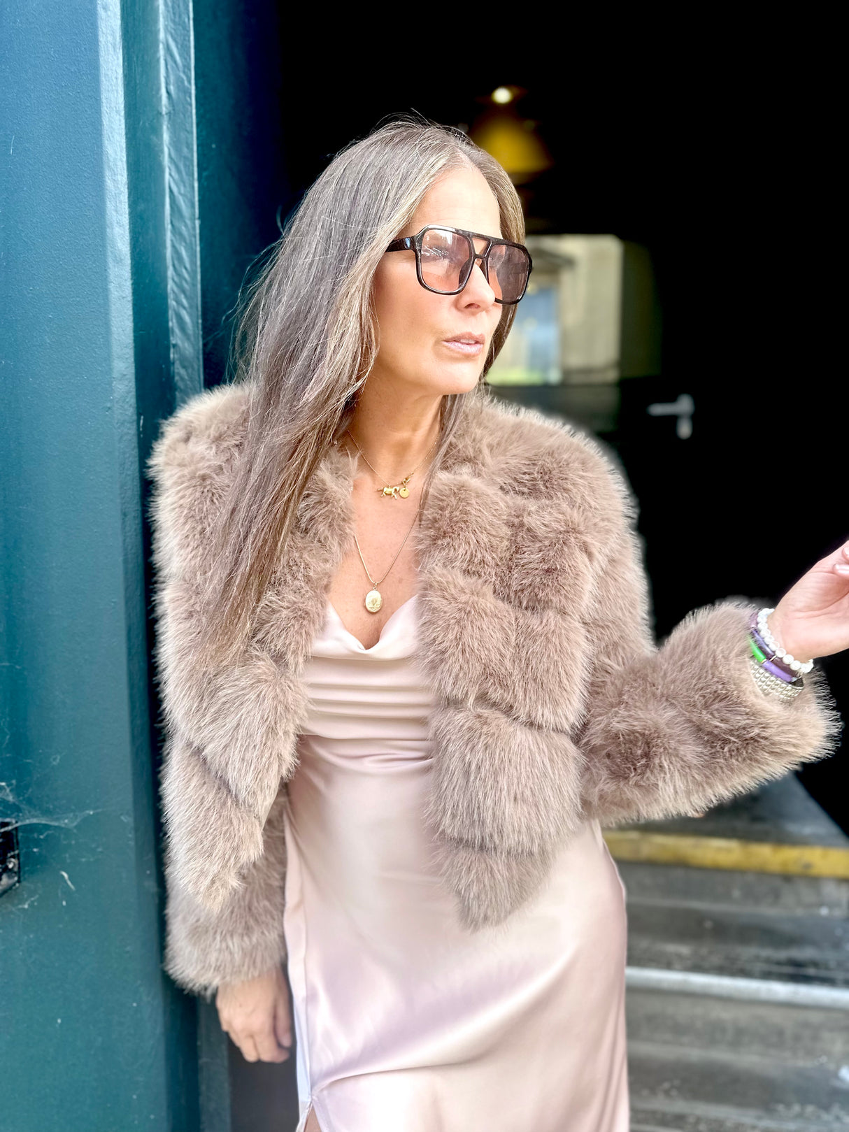 Anastasia Faux Fur Coat - Latte