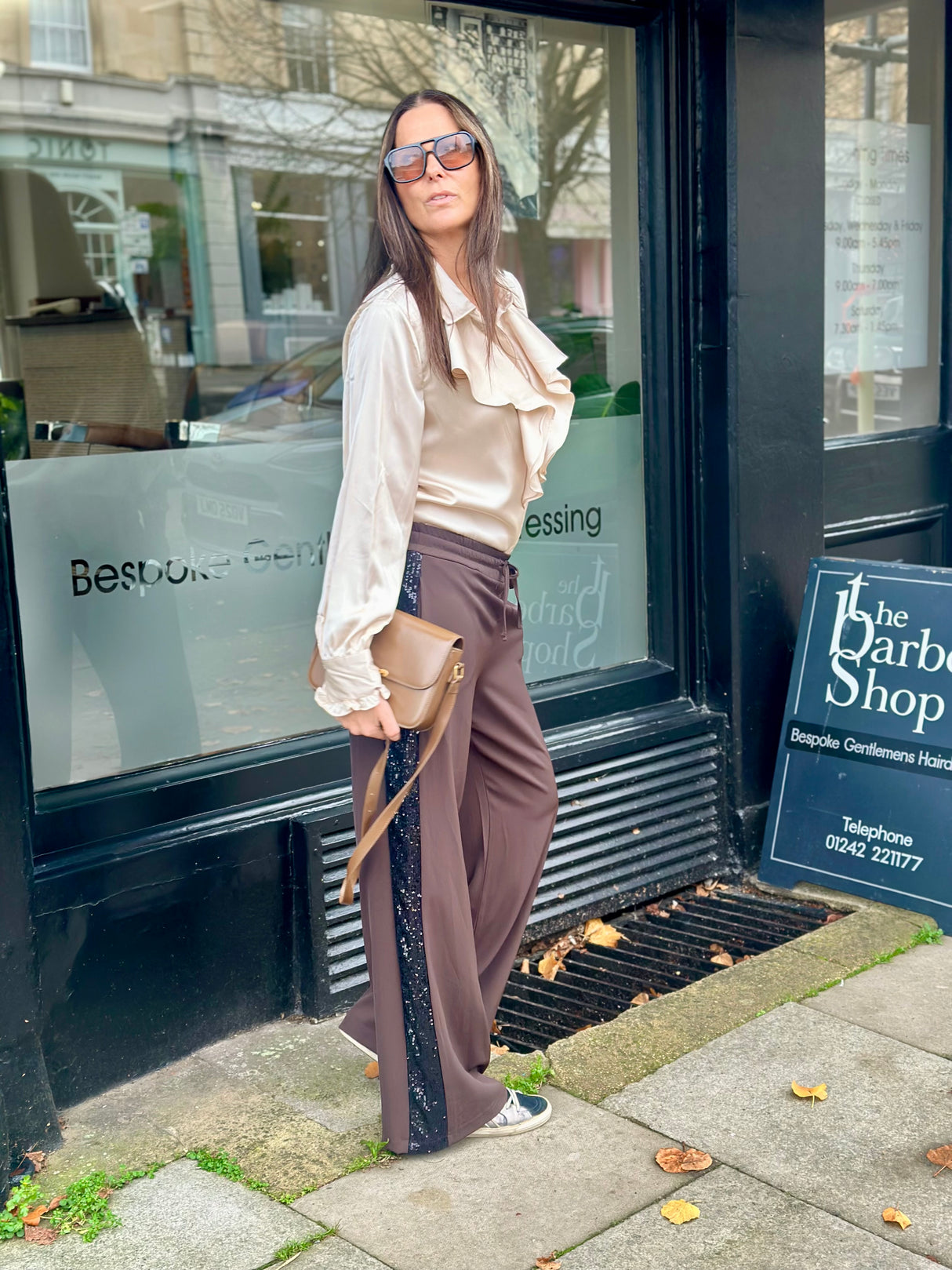 Tempest Pant - Chocolate With Black Sequin