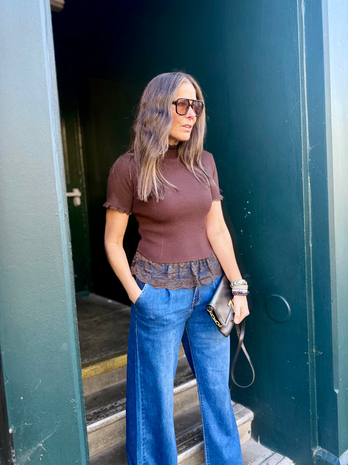 Ophelia Short Sleeve Turtleneck - Chocolate