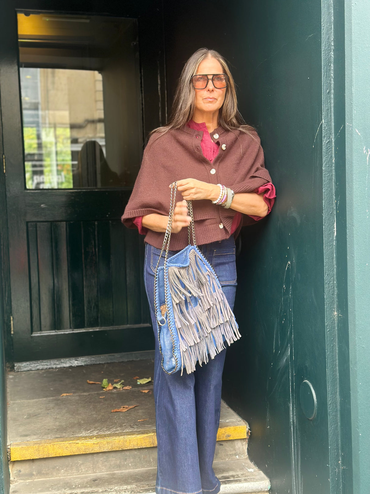 Joy Knitted Cape - Chocolate