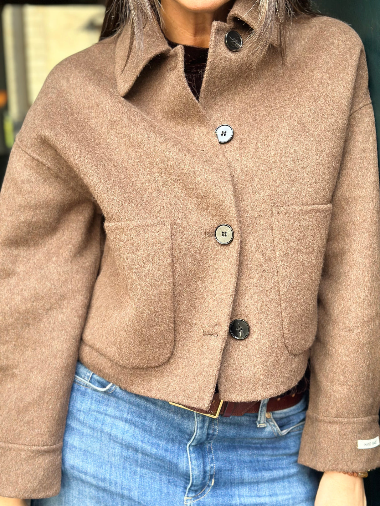 Reece Cropped Jacket - Brown