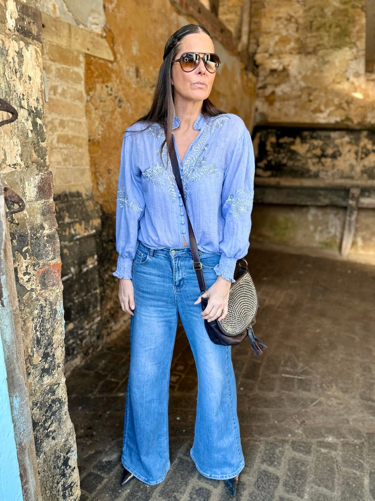 Neomie Embroidered Blouse Blue