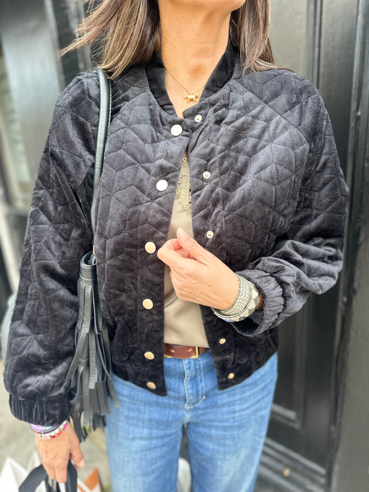 Cherry Padded Jacket - Black