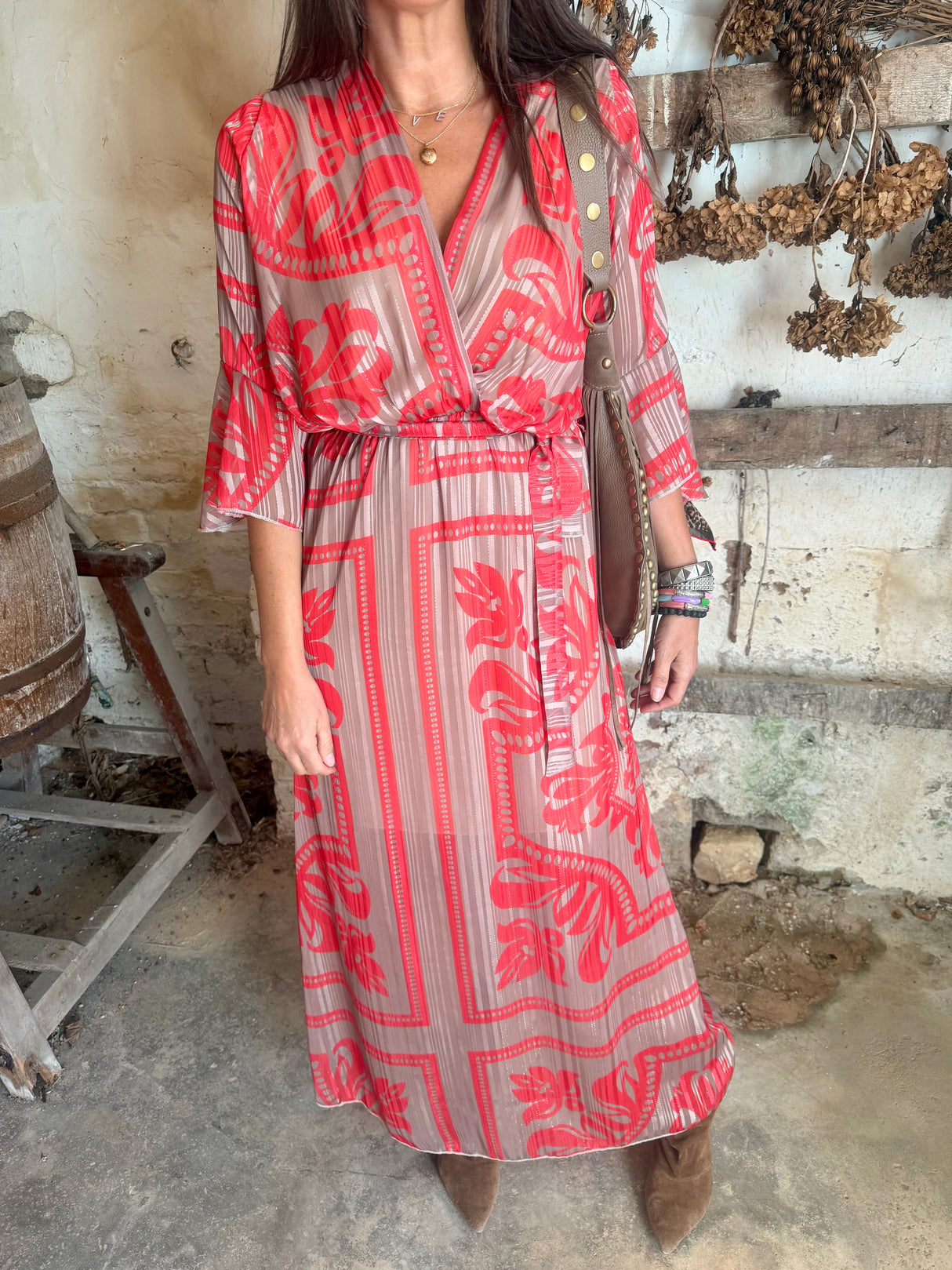 Criss Printed Red Dress