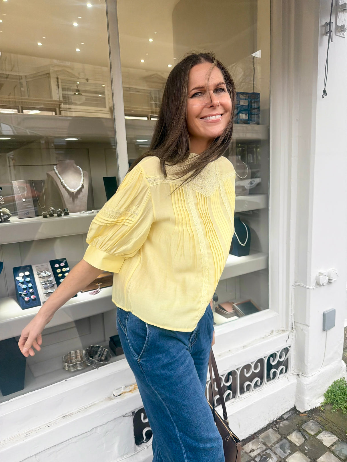 Cathy Embroidered Blouse - Lemon