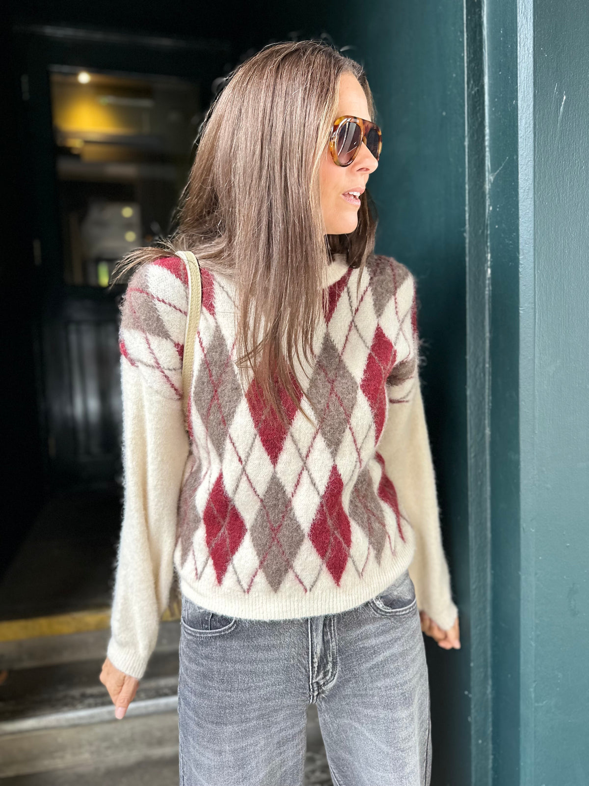 Argyle Crew Neck - Ivory