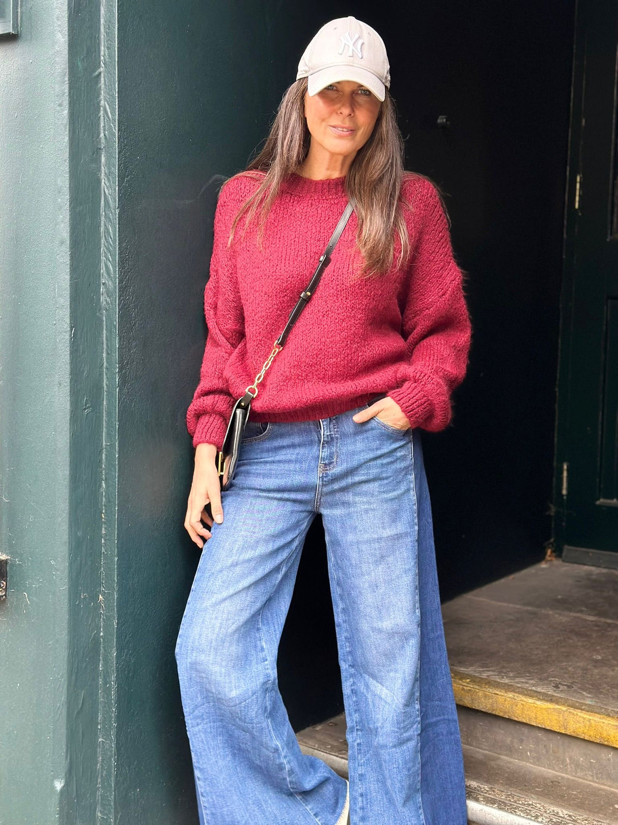 Arlo Wide Sleeve knit - Cherry