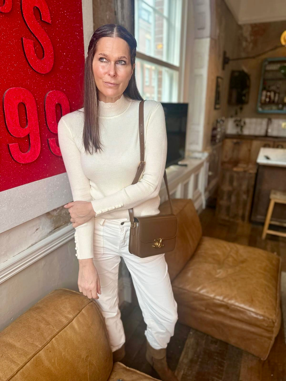 Jersey de cuello alto Claire - Crema