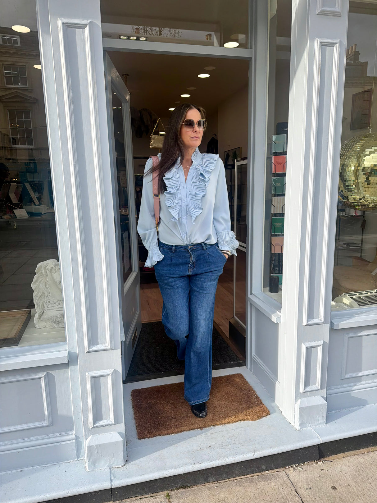 Sally Ruffle Blouse - Blue