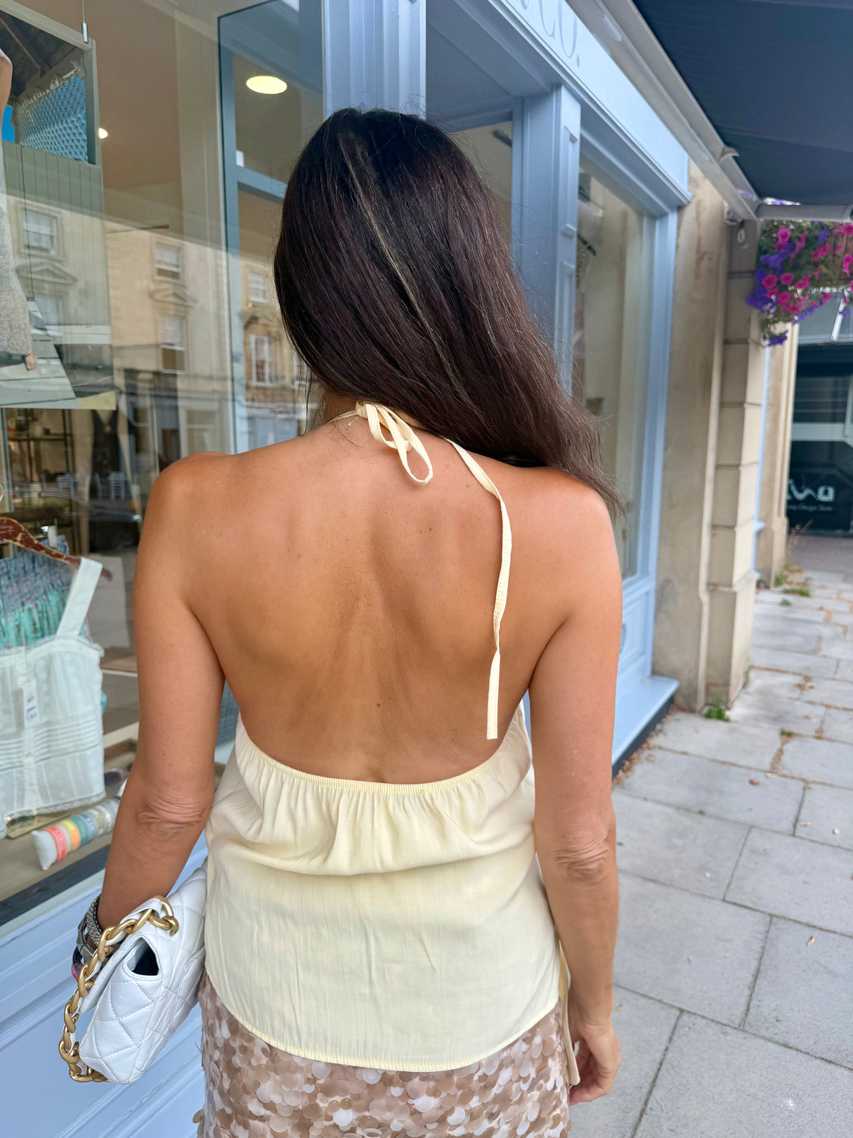 Cora Beaded Halter top - Yellow