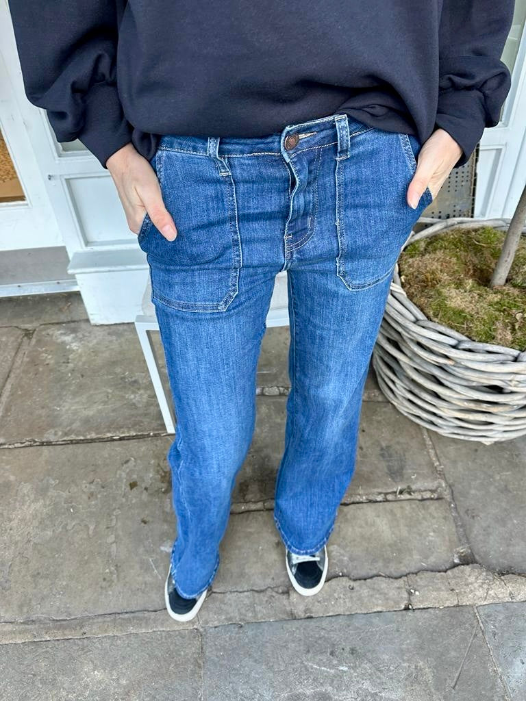 Crush Wide Leg - Mid Wash