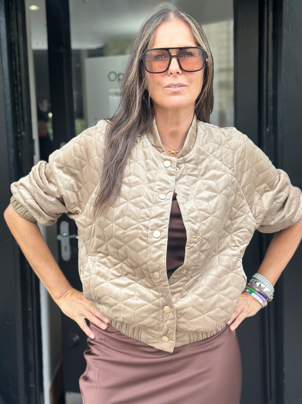 Cherry Padded Jacket - Beige