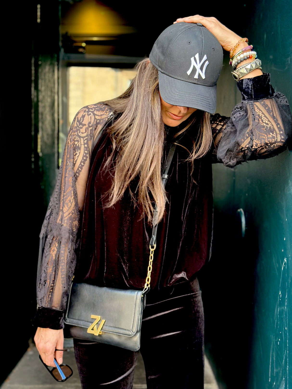 Rory Lace Sleeve Top - Black