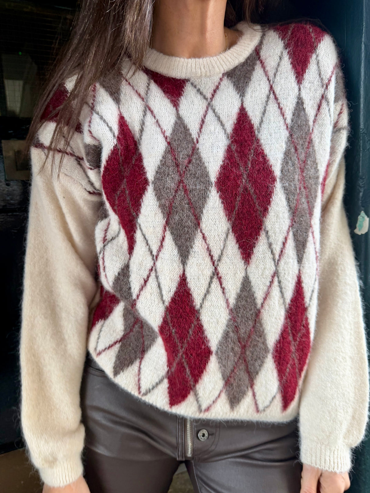 Argyle Crew Neck - Ivory