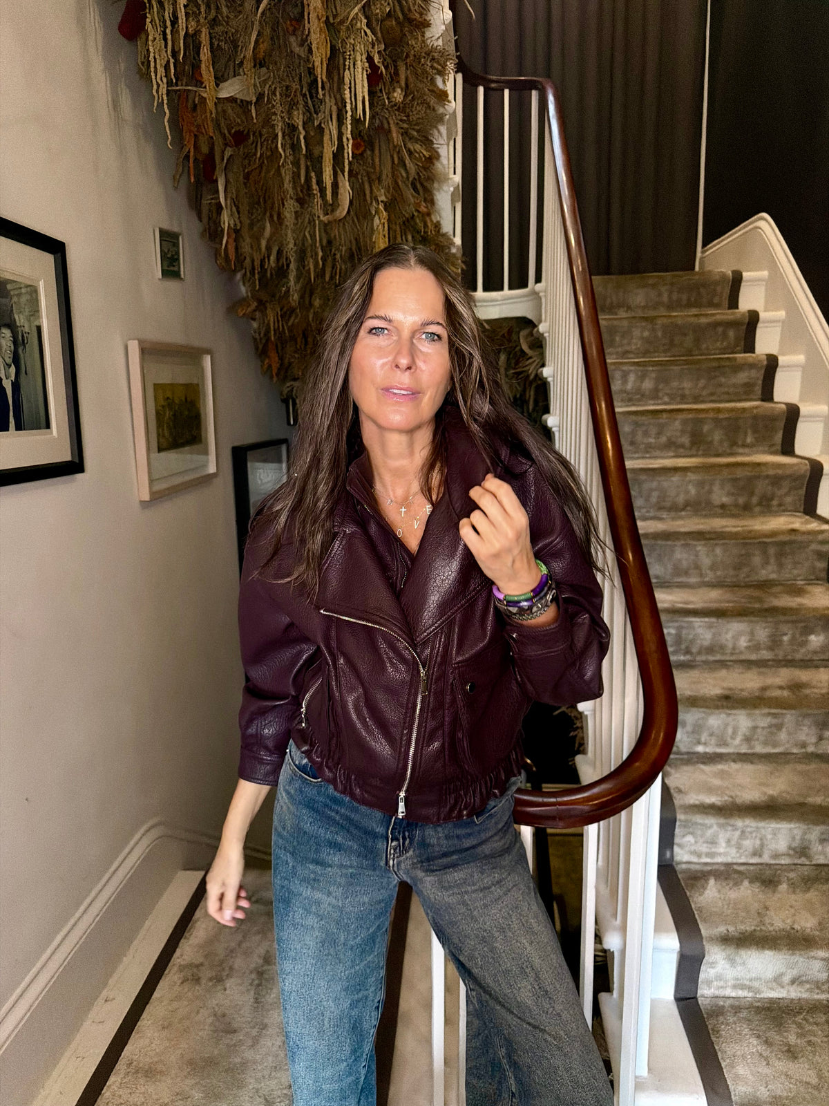 Cleo Faux Leather Jacket - Burgundy
