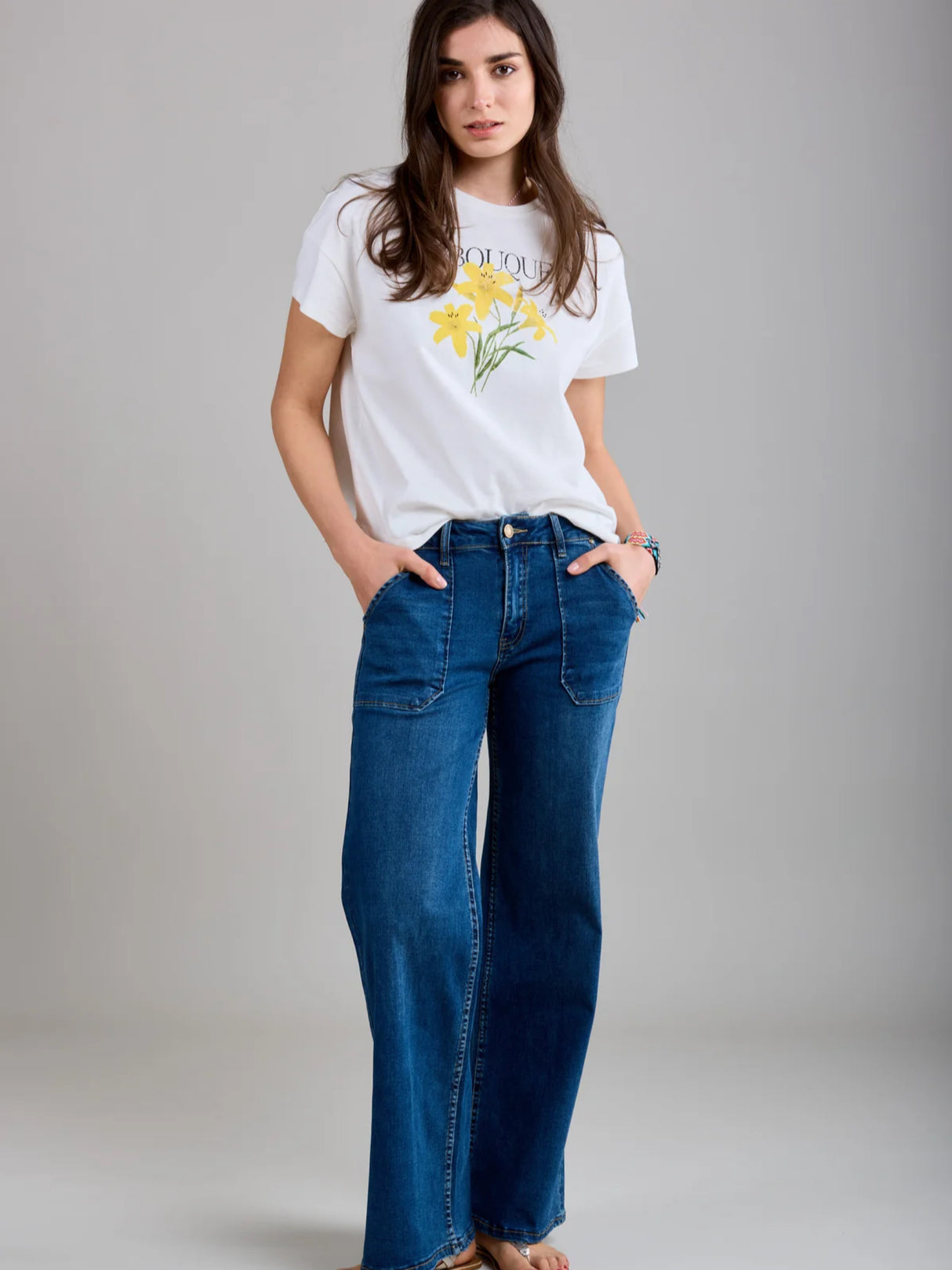 Crush Wide Leg Jean - Mid Blue