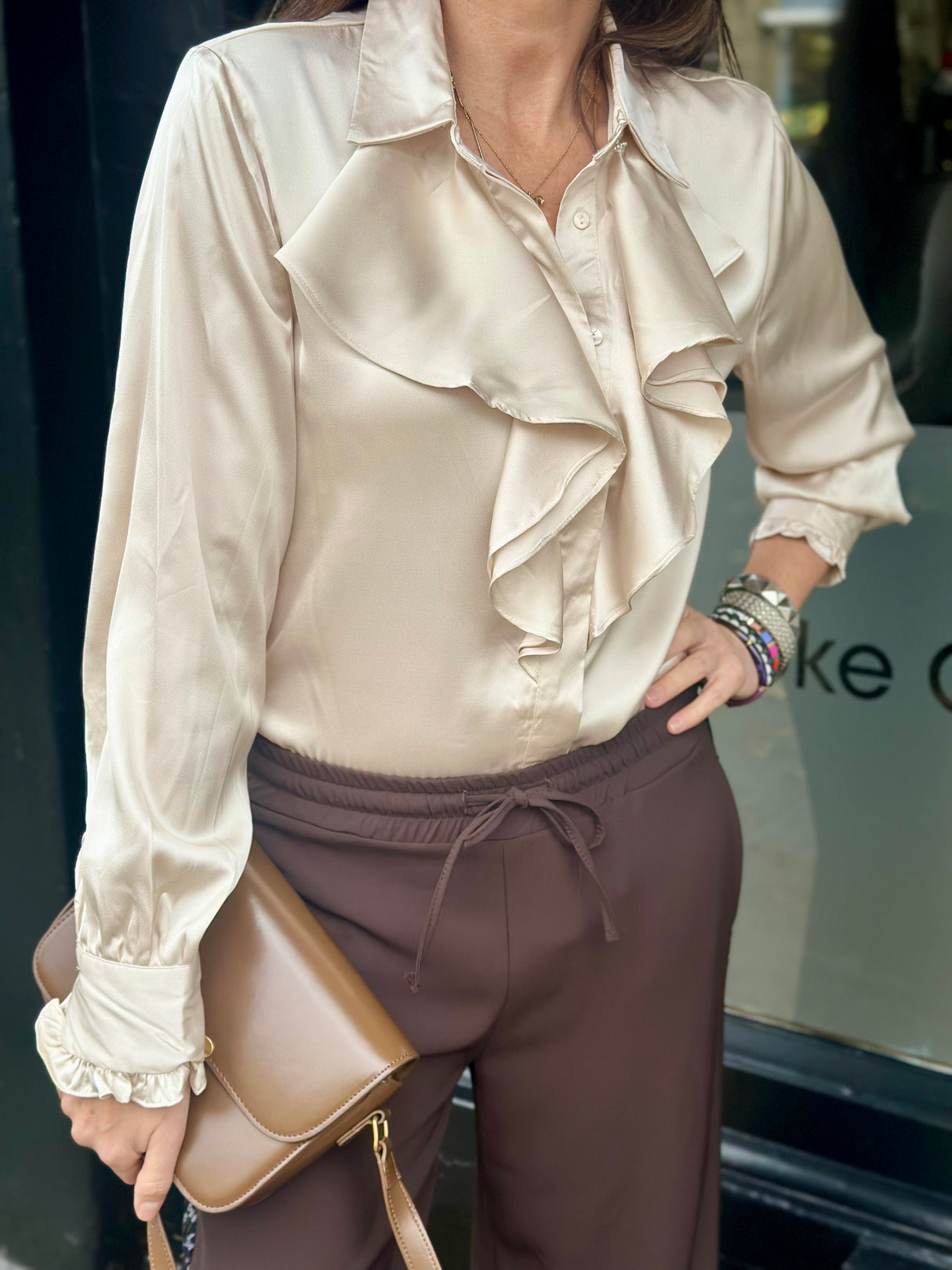 Charlie Ruffle Shirt Champagne