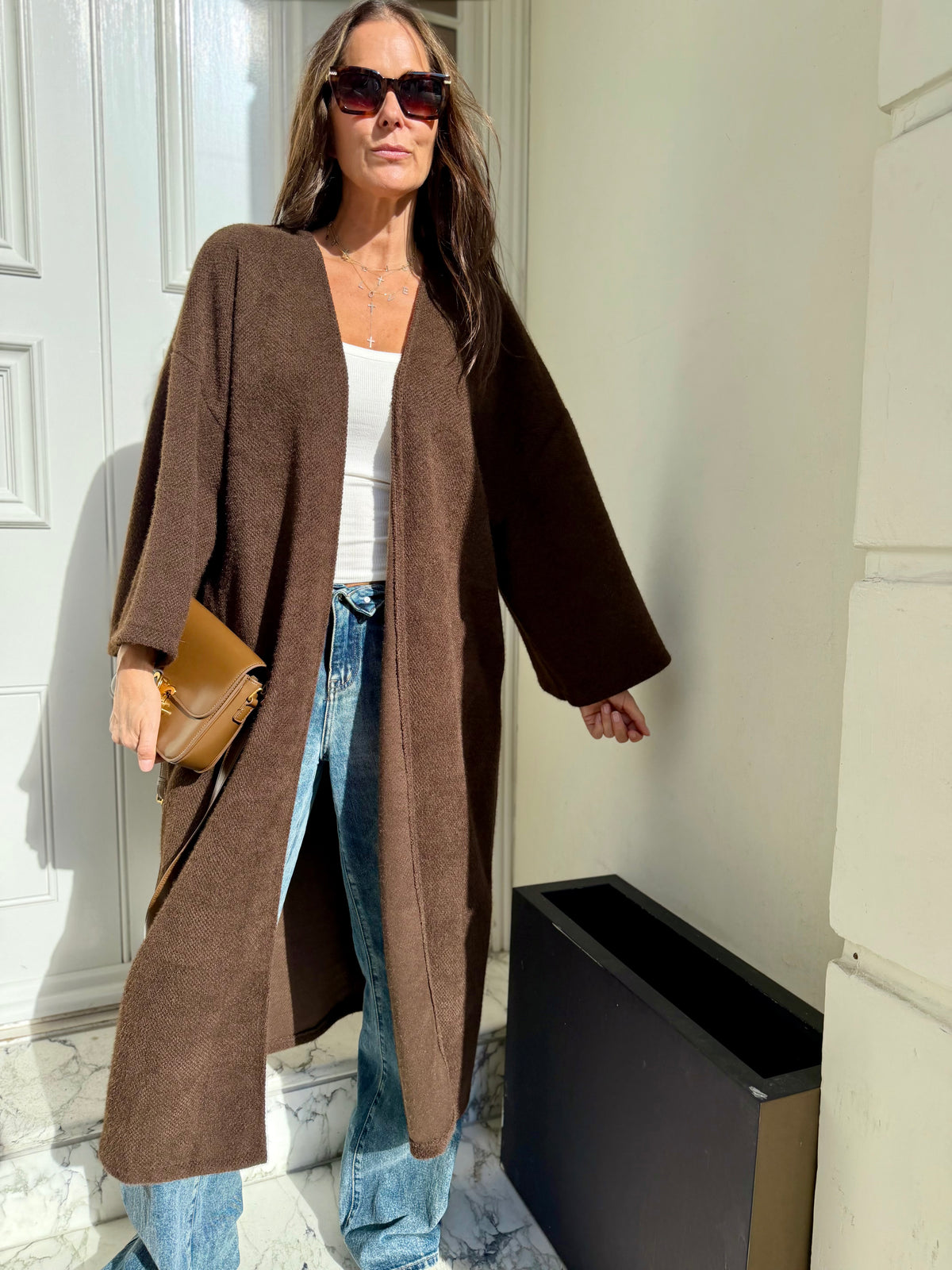 Saville Long Line Knit - Chocolate