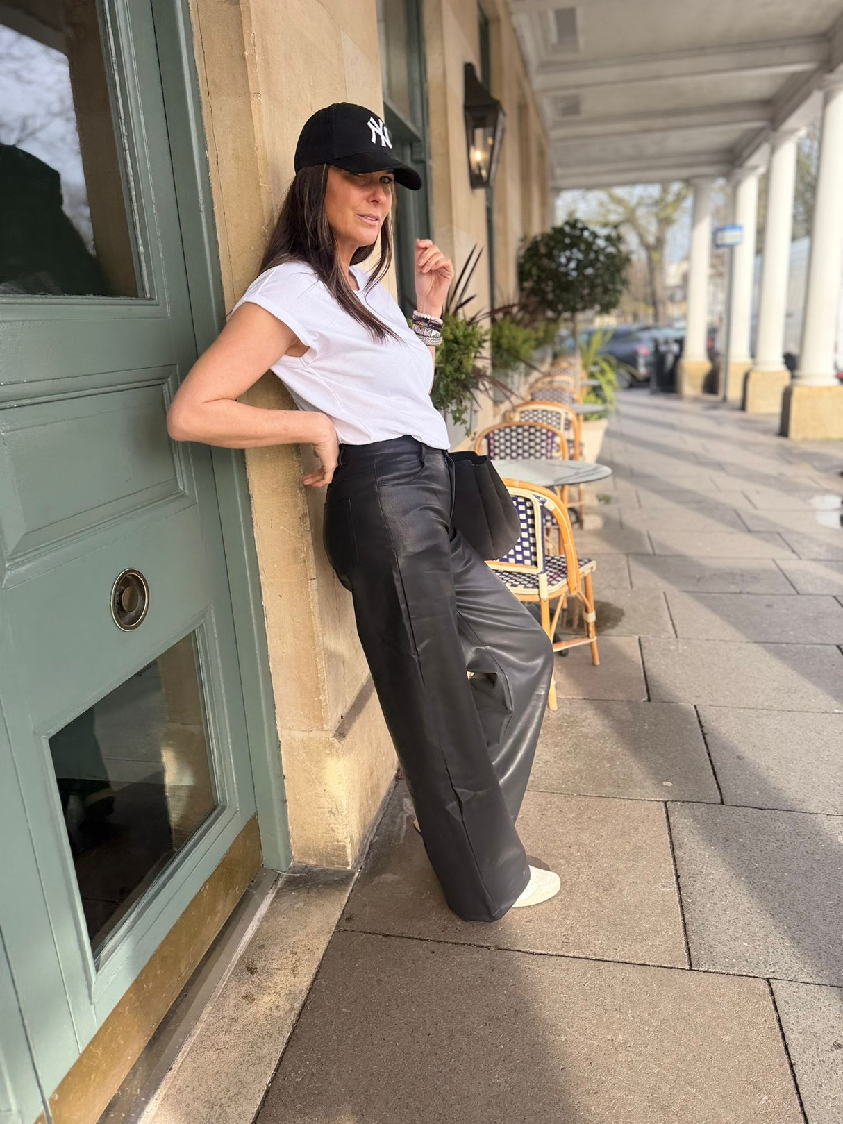 Ally Faux Leather Barrel Pant - Black