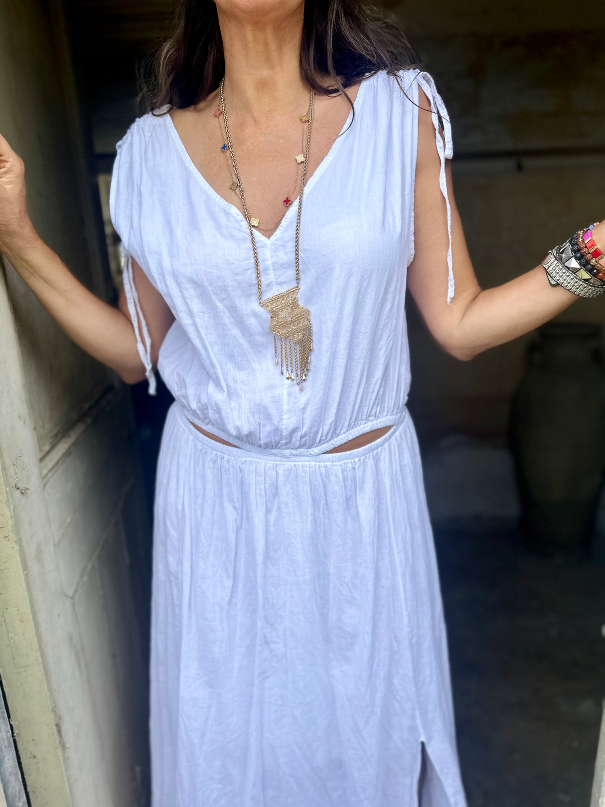 Zahra Cut Out Maxi - White