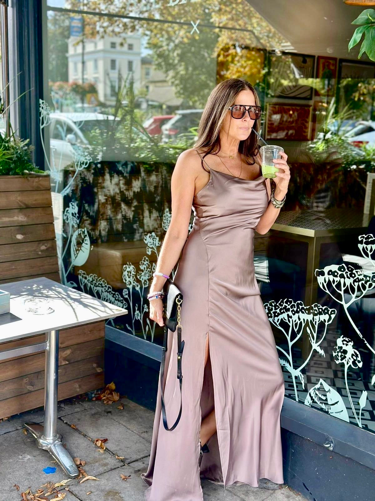 Elisha Maxi Slip Dress - Taupe